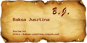 Baksa Jusztina névjegykártya